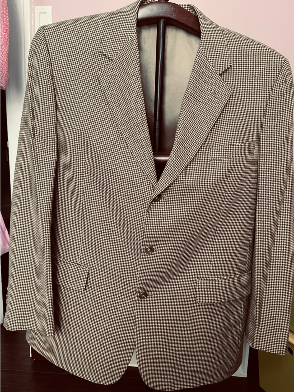 Brooks Brothers Tan & Cream Houndstooth Sport Coat